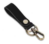 TheAntiq Genuine Leather Keychain with Belt Loop - Key Case Leather Tactical HK EDC Clip Fob Keychain Leathers Key Holder, Black, 4*1 inches