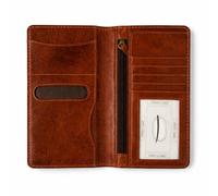 TheAntiq Genuine Leather Long Passport Wallet Tan
