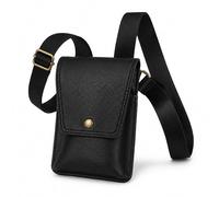 TheAntiq Genuine Leather Mobile Sling - Handmade Phone Pouch Crossbody with Adjustable Strap, Snap Closure, Travel Organizer for Men & Women, 4.5 x 7- Black
