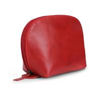 TheAntiq Genuine Leather Toiletry Bag for Men - Stylish Red Makeup Pouch, Handmade Cosmetic Case (9 x 6 x 4 inch), Compact Leather Makeup Bag for Purse, Water-Proof Cosmetic Bags for Women Travel Set