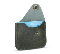 TheAntiq Green Leather Card Holder - Slim Credit Card Holder Wallet for Front Pockets, Genuine Leather Card Case for Men & Women, Credit Card Organizer with Single Button Closure for Everyday Use