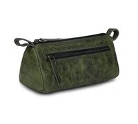 TheAntiq Green Leather Cosmetic Bag for Women & Men - Small Makeup Pouch for Purse or Travel, Waterproof Leather Makeup Bag for Women, Compact Cosmetic Case Organizer for Purse and Everyday Use