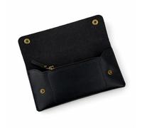 TheAntiq Leather Currency Pouch - Handmade Cash Organizer with Double Button Closure & Zipper Pocket, Compact Money Holder for Travel & Everyday Use, 4 x 8 Inch- Black