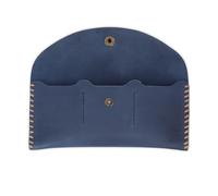 TheAntiq Leather Currency Pouch Money Bag with 3 Card Slots | Handmade Genuine Leather Currency Organizer For Men & Women | Dollar Bills Holder Bills Organizer, Navy Blue, 8x3.5 inches