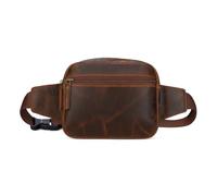 TheAntiq Leather Fanny Pack Crossbody Bag (8x5x3) - Multi-Pocket Waist Bag with Adjustable Strap for Travel & Daily Use, Brown, 8 x 5 x 3 Inches, Fanny Pack Corss Body Bag Brown