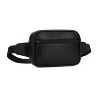 TheAntiq Leather Fanny Pack Crossbody Bag (8x5x3) - Multi-Pocket Waist Bag with Adjustable Strap for Travel & Daily Use, Black, 8 x 5 x 3Inches, Fanny Pack Corss Body Bag Black