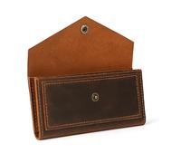 TheAntiq Leather Money Bag Wallet for Women Reusable Budget Organizer Retro Clutch Wallet Vintage Cash Envelope Leather Cash Envelope Travel Currency Organizer Handmade Long Utility Pouch, Brown, 8x4