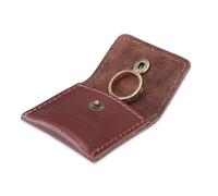 TheAntiq Leather Ring Pouch, Brown Leather Jewelry Holder, Wedding Case for Men and Women - Full Grain Pouch for Engagement Handcrafted Bridal Jewellery Storage, Guitar Picks Camera SD Card Holder