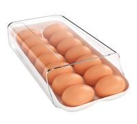 theaoo Egg Holder for Fridge, Automatic Rolling Egg Container for Refrigerator, Clear Plastic Egg Dispenser, Stackable Eggs Organizer with Quick Removable inner Tray For Organizers and Storage, 1 Pack