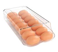 theaoo Egg Holder for Fridge, Automatic Rolling Egg Container for Refrigerator, Clear Plastic Egg Dispenser, Stackable Eggs Organizer with Quick Removable inner Tray For Organizers and Storage, 1Pack