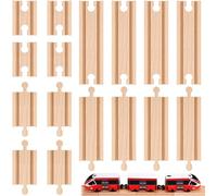 Theaque 16 Pcs Straight Wooden HO Standard Gauge Train Track Set Expansion Male Male Female Female Connectors Accessories for Table Activity, Compatible with Railroad Set