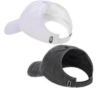 Theaque 2 Pack Kids Backless Cap,Adjustable Puff Ponytail Baseball Hat,Backless Hat for Grils Natural Curly Hair (UK, Alpha, S, Washed Vintage-Black＆White)