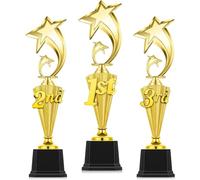 Theaque 3 Pcs Gold 3rd 2nd 1st Place Trophy First Place Trophy Trophy Award Plastic Star Trophy Award for Sports Tournament Funny Trophy Cup for Football Soccer Competitions Reward Ceremony 14.96"