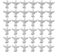 Theaque 55pcs Angel Charms for Jewelry Making, Silver Metal Guardian Angel Ornament Angel Wings for Bracelet Necklace Earring DIY Crafts