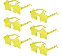 Theaque 6/12/24/36 Pcs Rimless Star Shaped Sunglasses Transparent Sunglasses Pentagram Glasses Valentine Day Party Favor (Yellow, 12 Pieces)