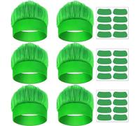 Theaque 6 Pack Hairy Headband Troll Crazy Hair Wigs with Face Stickers, Halloween Easter Party Cosplay Costume Headwear Accessories for Men Women (Green)