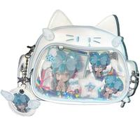 Theaque Cute Cat Ita Bag Pin Display Backpack for School Preppy Backpack for Girls Y2k Aesthetic Single Shoulder Crossbody (White Bag)