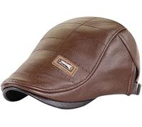 Theaque Leather Beret Men's Adjustable Newsboy Hat Beret Hat Driving Hat Cap Fashion Beret Hat Flat Cap (UK, Alpha, One Size, Coffee)