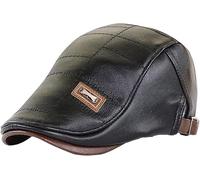 Theaque Leather Beret Men's Adjustable Newsboy Hat Beret Hat Driving Hat Cap Fashion Beret Hat Flat Cap (UK, Alpha, One Size, Black)