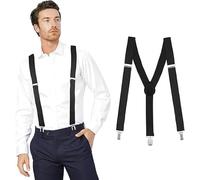 Theaque Men's Adjustable Suspenders with Elastic Straps Y-Back,Hiking Suspenders Under Clothes (Black)