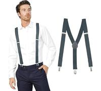 Theaque Men's Adjustable Suspenders with Elastic Straps Y-Back,Hiking Suspenders Under Clothes (Dark Grey)