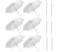 Theaque Pack of 12 Wedding Style Stick Umbrellas 46" Large Canopy Windproof Auto Open J Hook Handle in Bulk (White)