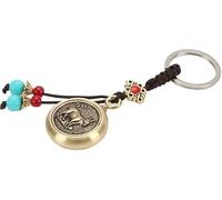 Theaque Twelve Zodiac Keychain, Chinese Zodiac Statue Keychain, Zodiac Animal Charm Lucky Key Ring Gift (H-goat)