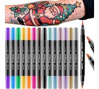 ThEast 15 Halloween Face Paint Pens, Dual Tip Face Painting Kit, Washable Tattoo Markers for Skin, Makeup Show Cosplay, Fancy Dress Party Fillers
