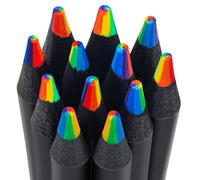 ThEast 7 in 1 Rainbow Coloured Pencils for Kids and Adults, Rainbow Colouring Pencil for School, Pre-sharpened, Multicoloured Party Fillers(24)