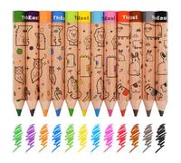 ThEast Toddlers Chunky Colouring Pencils, 12 Thick Pencils for Children