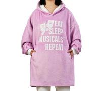Theater/Broadway Musicals Gifts for Women, Girls, Wearable Blanket Hoodie, Oversized Flannel Hooded Blanket, Plush, Cozy, Warm, One Size, Purple, 33'' × 31''