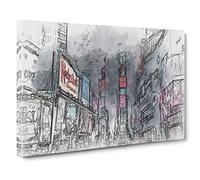 Theater District in Manhattan New York Canvas Print | Gallery Wrapped 30mm Frame Wall Art | 30x20 inches | Ready to Hang | Abstract Picture | Living Room Bedroom Lounge Office