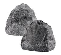 Theater Solutions 2R6G Outdoor Granite 6.5" Rock 2 Speaker Set for Deck Pool Spa Yard Garden, Granite Grey