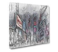 Theatre District in Manhattan New York Canvas Print | Gallery Wrapped 30mm Frame Wall Art | 20x20 inches | Ready to Hang | Abstract Picture | Living Room Bedroom Lounge Office