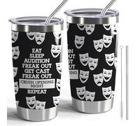 Theatre Gift Broadway Musical 20oz Stainless Steel Tumbler with Lid and Straw Theater Director Comedy Tragedy Gift Eat Sleep Audition Freak Out Get Cast (Theatre-Eat Sleep)