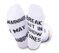 Theatre Novelty Socks Warning I May Randomoly Break Out In Show Tunes Socks Broadway Musical Theater Gift (Break Out)