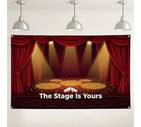 Theatrical Stage Backdrop, Dramatic Red Curtain Design for Party Decorations, Indoor/Outdoor Photography Background, Event Supplies 71x43 Inch