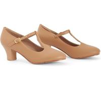Theatricals Adult 2" T-Strap Character Shoes, Light Suntan, 4.5 UK
