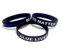 TheAwristocrat 3 Pack of Blue Lives Matter Thin Blue Line Rubber Wristband Silicone Bracelet
