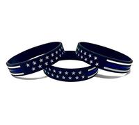 TheAwristocrat 3 Pack of Stars and Stripes Thin Blue Line Rubber Wristband Silicone Bracelet to Support Law Enforcement