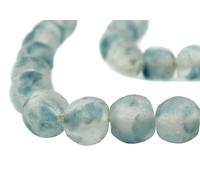 TheBeadChest African Recycled Glass Beads, Strand, for Jewelry Making, Home Decor, Handmade in Ghana (18mm, Blue Wave Marine)