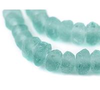 TheBeadChest Clear Marine Rondelle Java Recycled Glass Beads 11mm Indonesia Sea Glass Green Disk Large Hole 23 Inch Strand Fair Trade