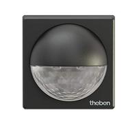 Theben 1010201 theLuxa R180 BK - Passive Infrared Motion Detector - Black - 180° Angular Coverage - for Outdoor Use
