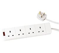 TheBigShip® Extension Lead 4 Gang 2M White With Neon Indicator 13 Amp