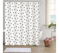 TheBlackSpot Polka Dot Shower Curtain Black and White Small Circle Bath Curtains Decor Sets Grommet with Hooks 72W x 72H inches