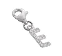 TheCharmWorks Small Sterling Silver & CZ Crystal Initial Letter E Clip-on Charm