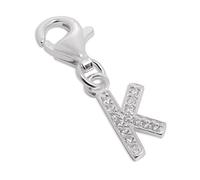 TheCharmWorks Small Sterling Silver & CZ Crystal Initial Letter K Clip-on Charm