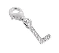 TheCharmWorks Small Sterling Silver & CZ Crystal Initial Letter L Clip-on Charm