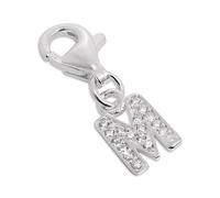 TheCharmWorks Small Sterling Silver & CZ Crystal Initial Letter M Clip-on Charm
