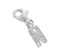 TheCharmWorks Small Sterling Silver & CZ Crystal Initial Letter N Clip-on Charm